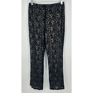 Vintage 90s Y2K Cervelle Black Stretch Lace Overlay Floral Pant Size M